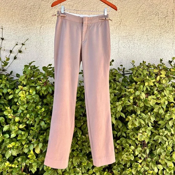 Gucci Trousers Tan Vintage Gabardine Wool Straight Leg Pants Size 40 US Small - Picture 5 of 10